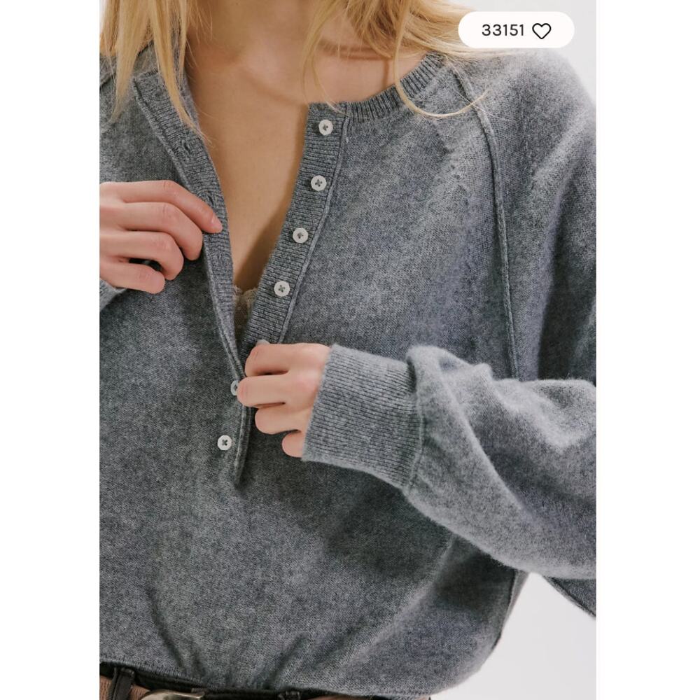 Free People Porta Cashmere Henley Sweater - Picture 3 of 7